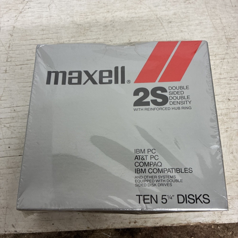 Maxell 2S Double Sided Double Density 5 1/4" Floppy Disks 10 Pack NEW Sealed NIB